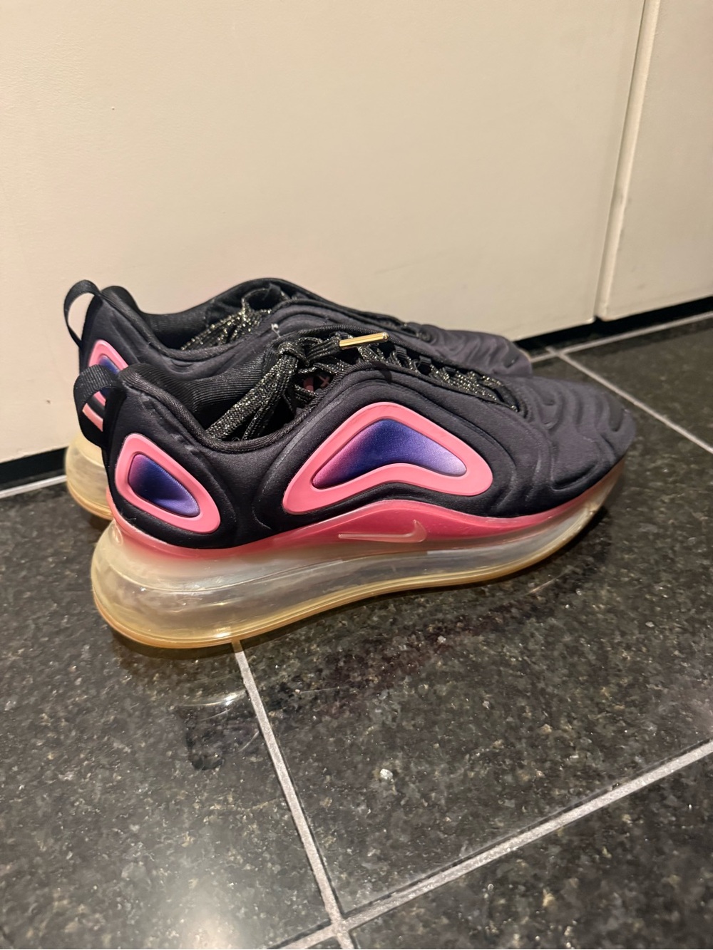 Nike 720 Black Sneakers with Pink and Purple Accents